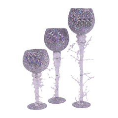 GLASS DECORATION 3PC SET IR C25-58SILVER Default Title - MamasJan Crockery