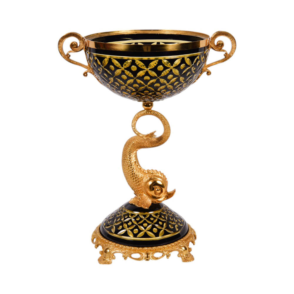 BOWL CANDY CRYSTAL BRASS IR H-J79-2032A C-102-1 Default Title - MamasJan Decoration