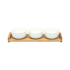 BOWL SAUCE SET 3PC WITH BAMBOO TRAY ONE MORE IR S2108-GL Default Title - MamasJan Crockery