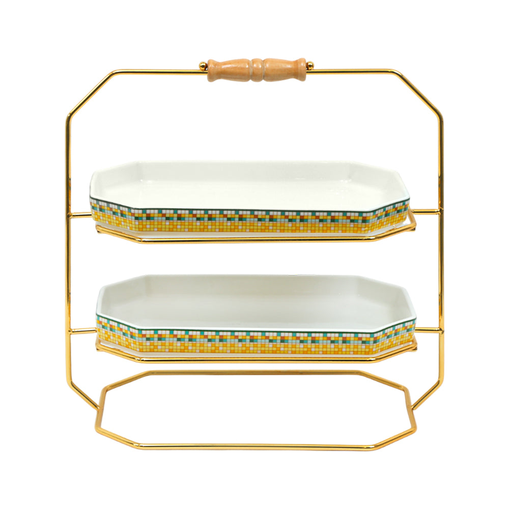 DISH PASTRY 2TIRE RECTANGULAR ONE MORE IR S2671-10-D290Y Default Title - MamasJan Crockery