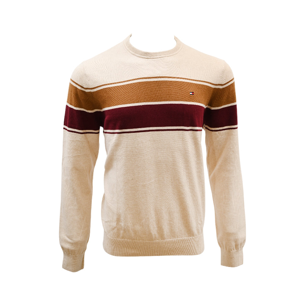 TH MEN L/S R.NECK SWEATER XM06065-250 MULTI M (IRW) Default Title - MamasJan mens wear