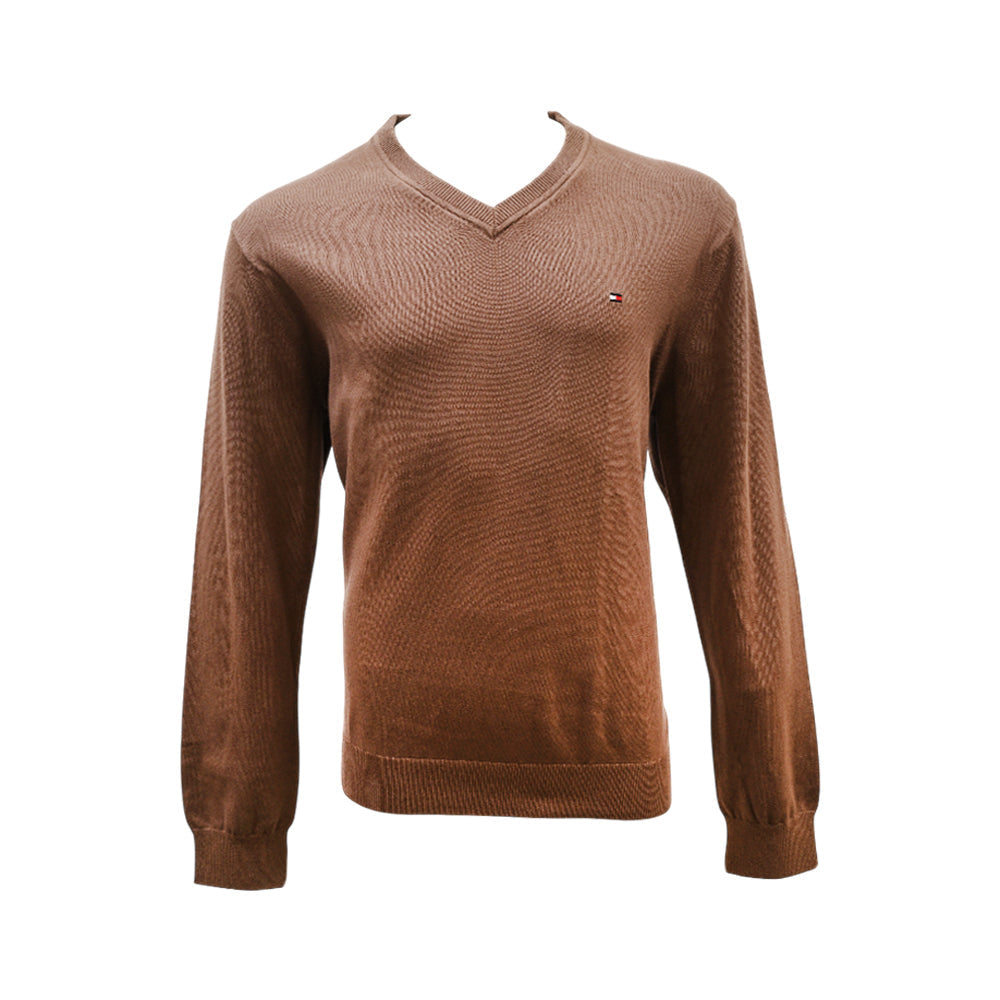 TH MEN L/S V.NECK SWEATER 7858321-202 BRNS XL (IRW) Default Title - MamasJan mens wear