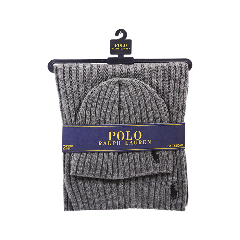 RL BEANIE/SCARF SET PP0079 GRY (IRW) Default Title - MamasJan mens wear