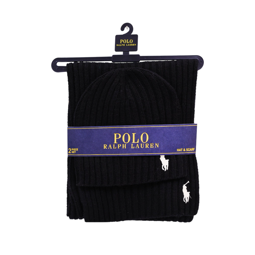 RL BEANIE/SCARF SET PP0079 BLK(IRW) Default Title - MamasJan mens wear