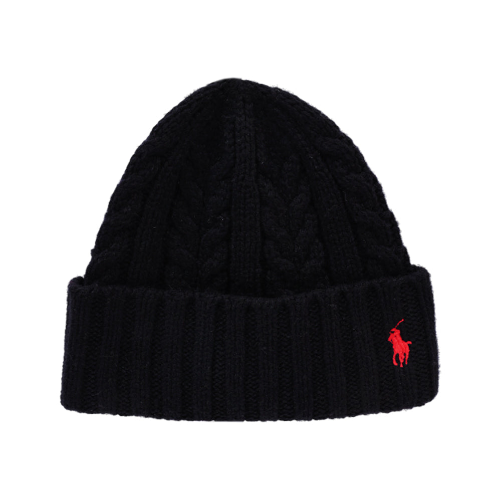 RL BEANIE CABLE KNIT PP0370 BLK (IRW) Default Title - MamasJan mens wear