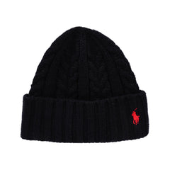 RL BEANIE CABLE KNIT PP0370 BLK (IRW) Default Title - MamasJan mens wear