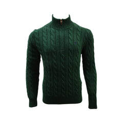RL MEN L/S CABLE KNIT H-ZIPPER SWEAFER 213020 GRN S (IRW) Default Title - MamasJan mens wear