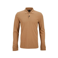 HB MEN L/S POLO SHIRT 50503041 BEIGE M (IR) Default Title - MamasJan mens wear