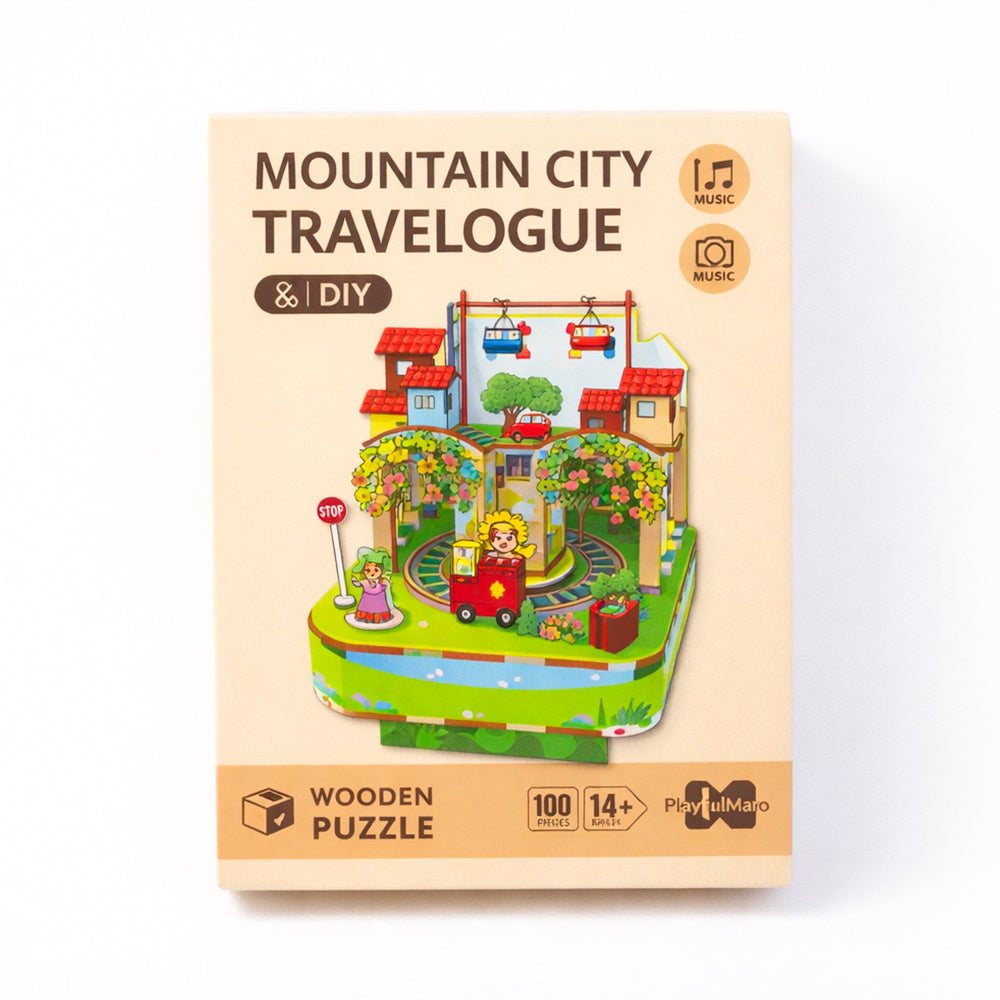 68028 WOODEN PUZZLE MOUNTAIN CITY TRAVELOGUE 100PCS IR Default Title - MamasJan Toys