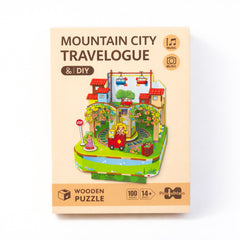 68028 WOODEN PUZZLE MOUNTAIN CITY TRAVELOGUE 100PCS IR Default Title - MamasJan Toys