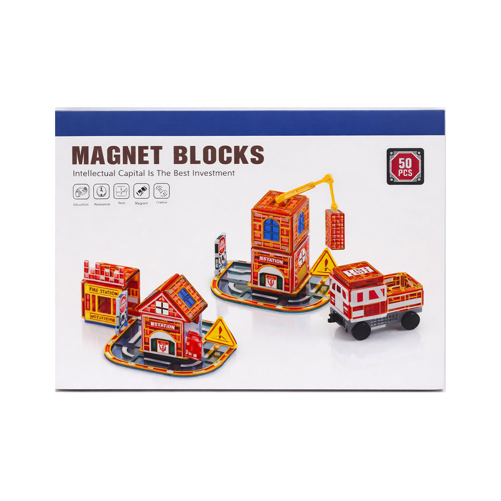 HD172A MAGNET BUILDING BLOCKS FIRE STATION 50PC IR Default Title - MamasJan Toys