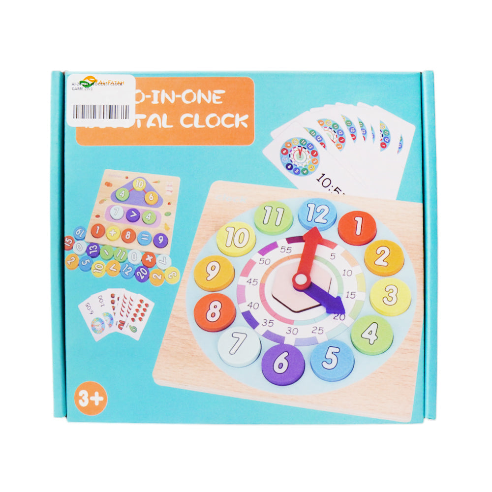 AI-24-217 WOODEN CLOCK GAME 2IN1 Default Title - MamasJan Toys