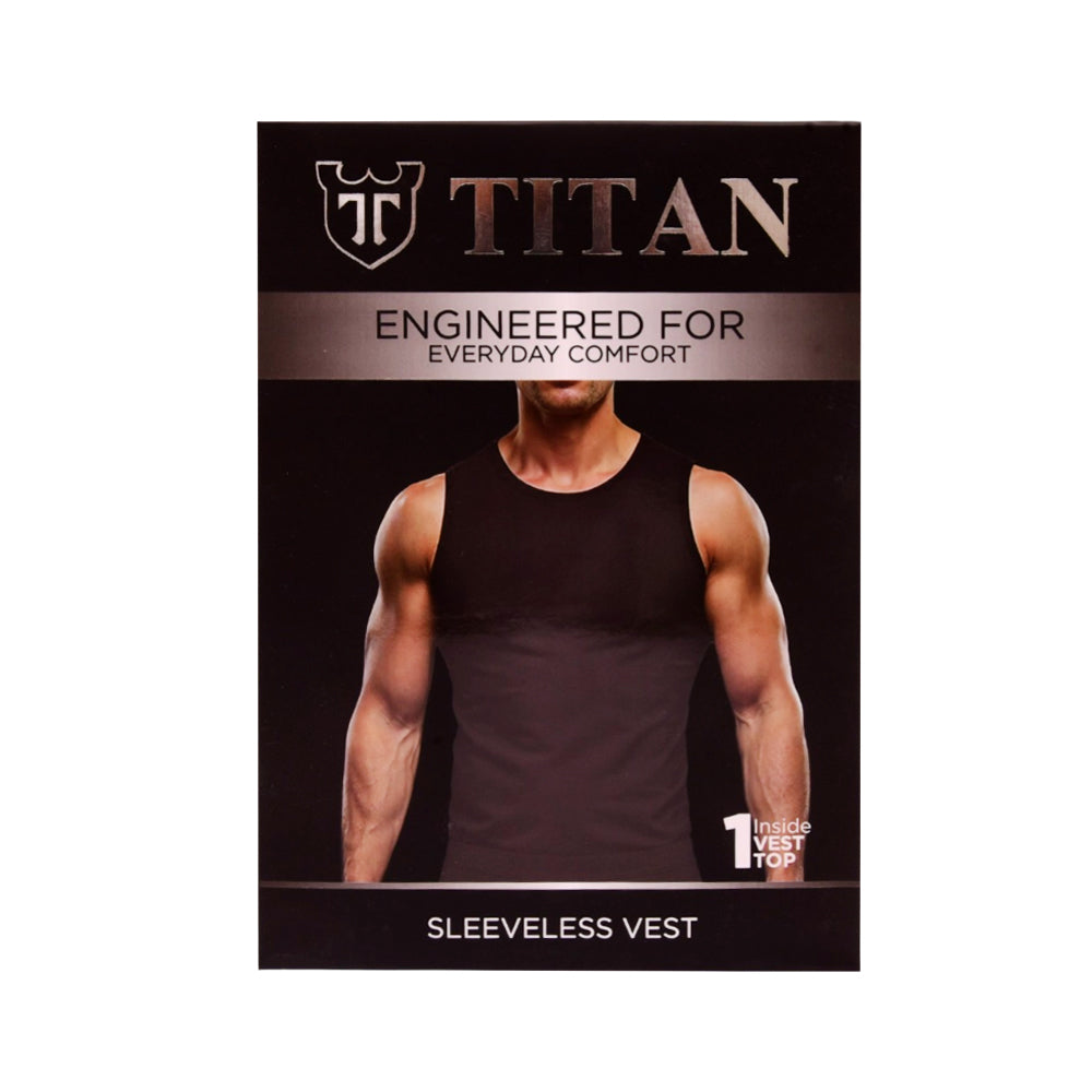 TITAN VEST SANDO BLACK T10-40 XL P1 Default Title - MamasJan mens wear