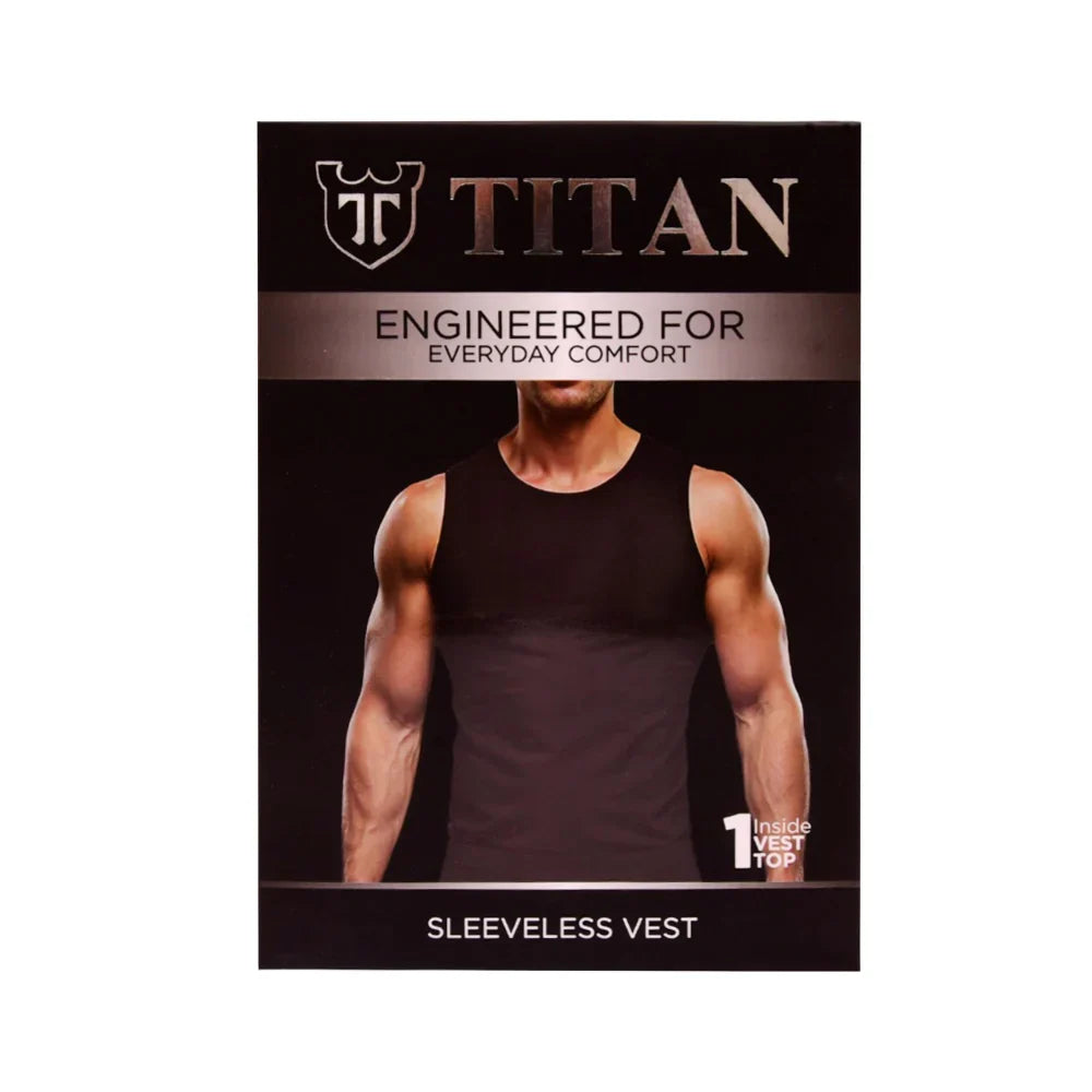 TITAN VEST SANDO BLACK T11-40 LARGE P1 Default Title - MamasJan mens wear