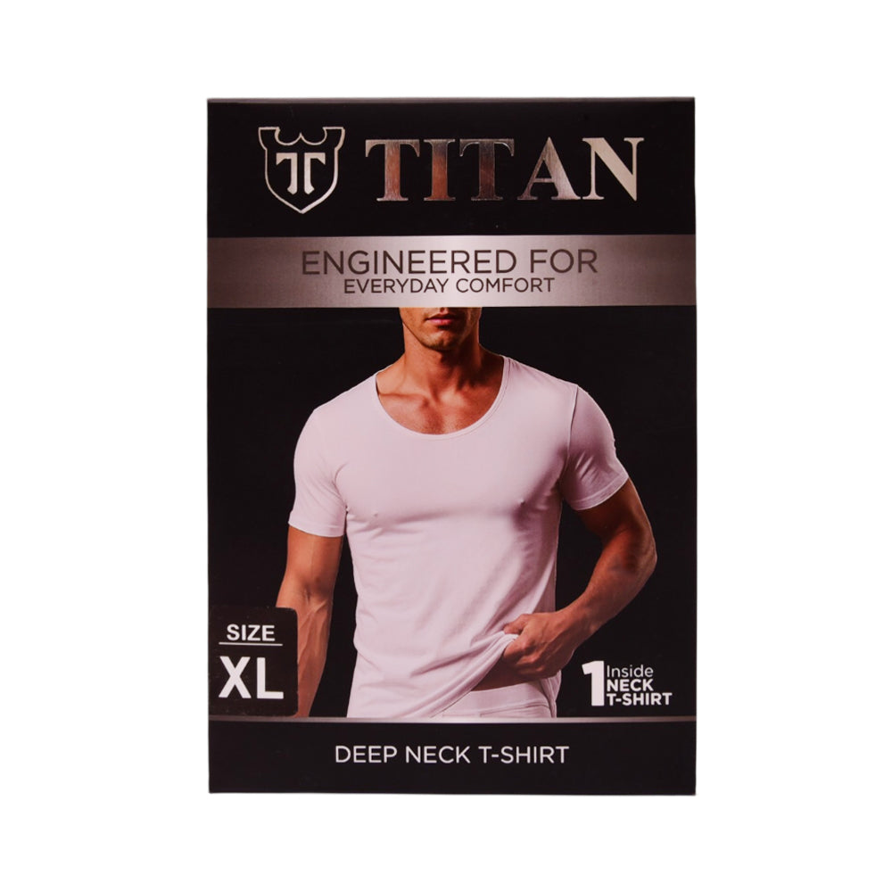 TITAN DEEP NECK WHITE S/S T97-18 XL P1 Default Title - MamasJan mens wear