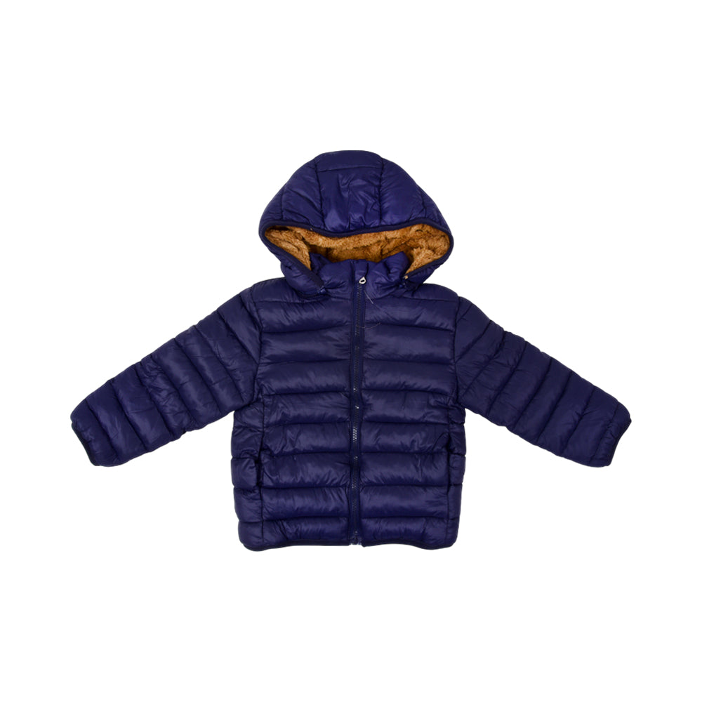 BOYS L/S PUFFER JACKET HOODED BLUE IR-25 3-4 YEAR F-03 Default Title - MamasJan KidsWear