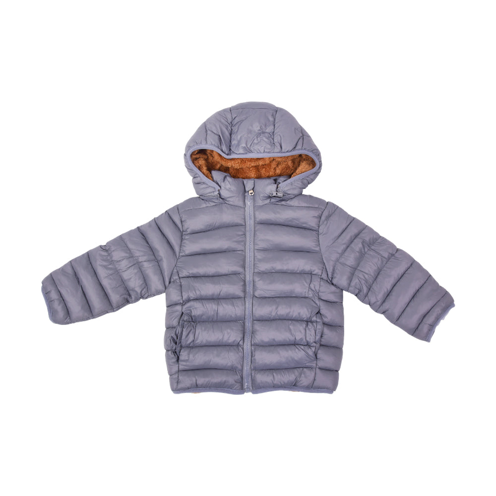 BOYS L/S PUFFER JACKET HOODED GREY IR-25 3-4 YEAR F-03 Default Title - MamasJan KidsWear