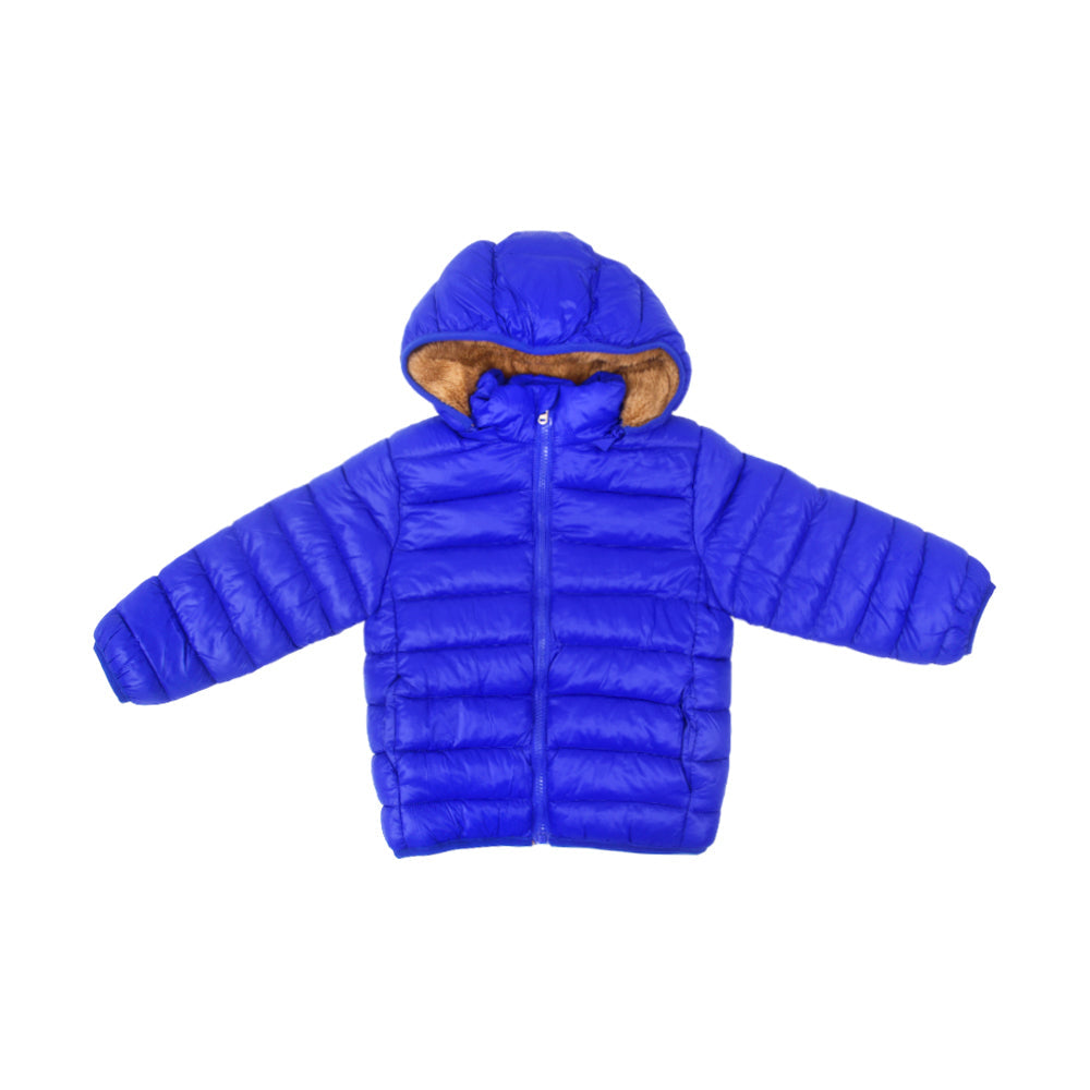 BOYS L/S PUFFER JACKET HOODED ROYAL-BLUE IR-25 3-4 YEAR F-03 Default Title - MamasJan KidsWear