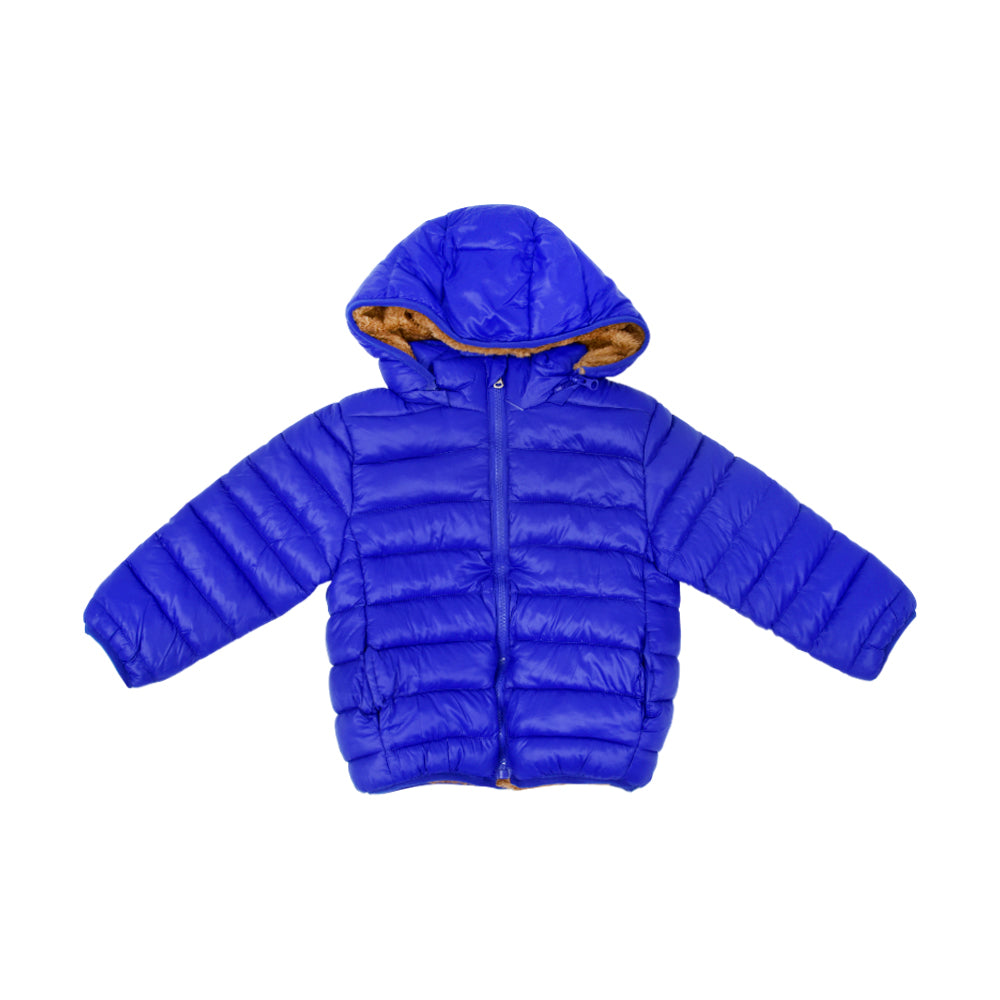 BOYS L/S PUFFER JACKET HOODED ROYAL-BLUE IR-25 6-7 YEAR F-03 Default Title - MamasJan KidsWear