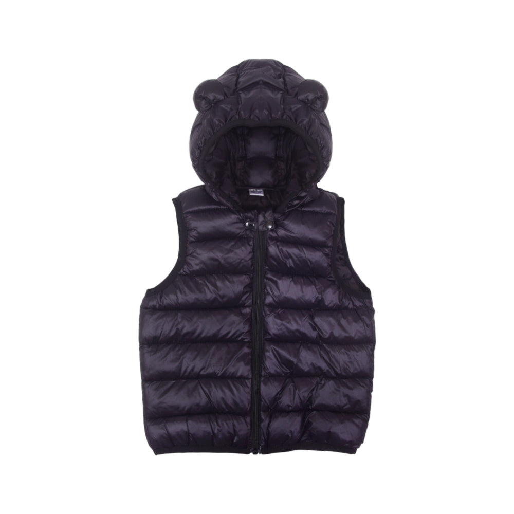BOYS S/L PUFFER JACKET HOODED BLACK IR-25 3-4 YEAR F-61 Default Title - MamasJan KidsWear