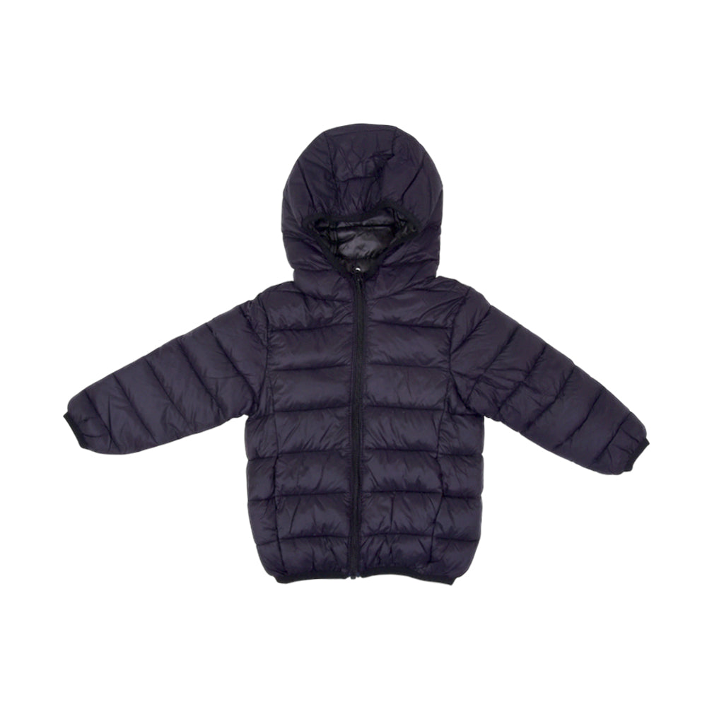 BOYS L/S PUFFER JACKET HOODED BLACK IR-25 4-5 YEAR F-12-1 Default Title - MamasJan KidsWear