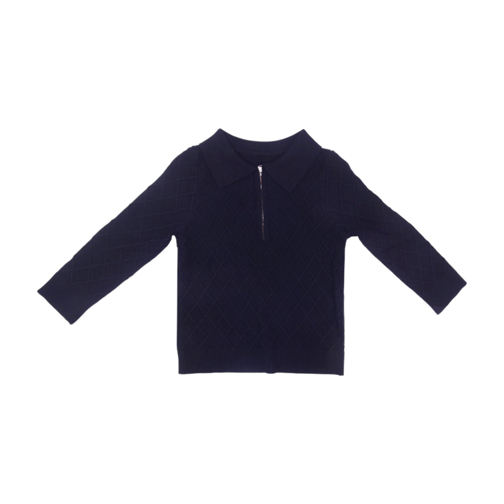BOYS L/S SWEATER HALF ZIPPER BLACK IR-25 9-10 YEAR 25535-1 Default Title - MamasJan KidsWear