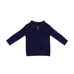 BOYS L/S SWEATER HALF ZIPPER NAVY IR-25 2-3 YEAR 25535-1 Default Title - MamasJan KidsWear