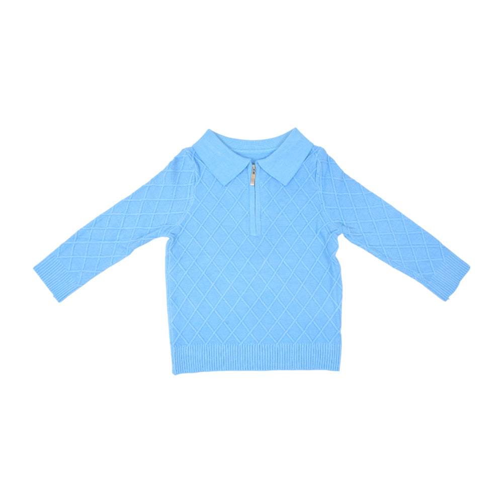 BOYS L/S SWEATER HALF ZIPPER SKY-BLUE IR-25 4-5 YEAR 25535-1 Default Title - MamasJan KidsWear