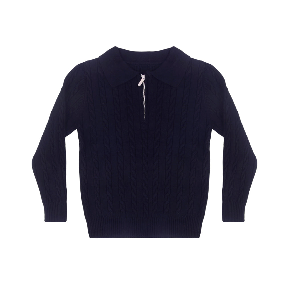 BOYS L/S SWEATER HALF ZIPPER BLACK IR-25 8-9 YEAR 25785-3 Default Title - MamasJan KidsWear