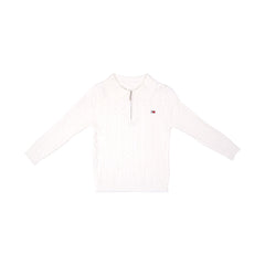 BOYS L/S SWEATER HALF ZIPPER CABLE KNIT OFF-WHITE IR-25 8-9 Default Title - MamasJan KidsWear