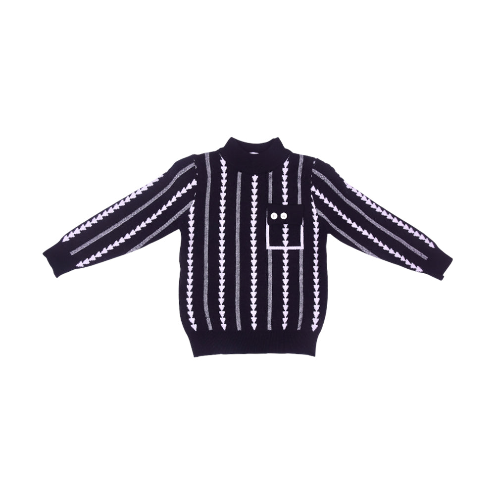 BOYS L/S ROUND NECK SWEATER BLACK IR-25 5-6 YEAR 25563-5 Default Title - MamasJan KidsWear