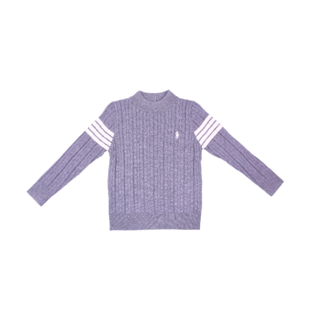 BOYS L/S ROUND NECK SWEATER CABLE KNIT GREY IR-25 5-6 YEAR 1 Default Title - MamasJan KidsWear