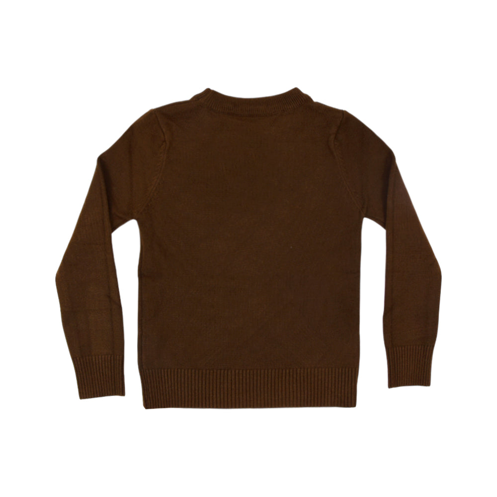 BOYS L/S ROUND NECK SWEATER D-BROWN IR-25 4-5 YEAR 2108-13 Default Title - MamasJan KidsWear