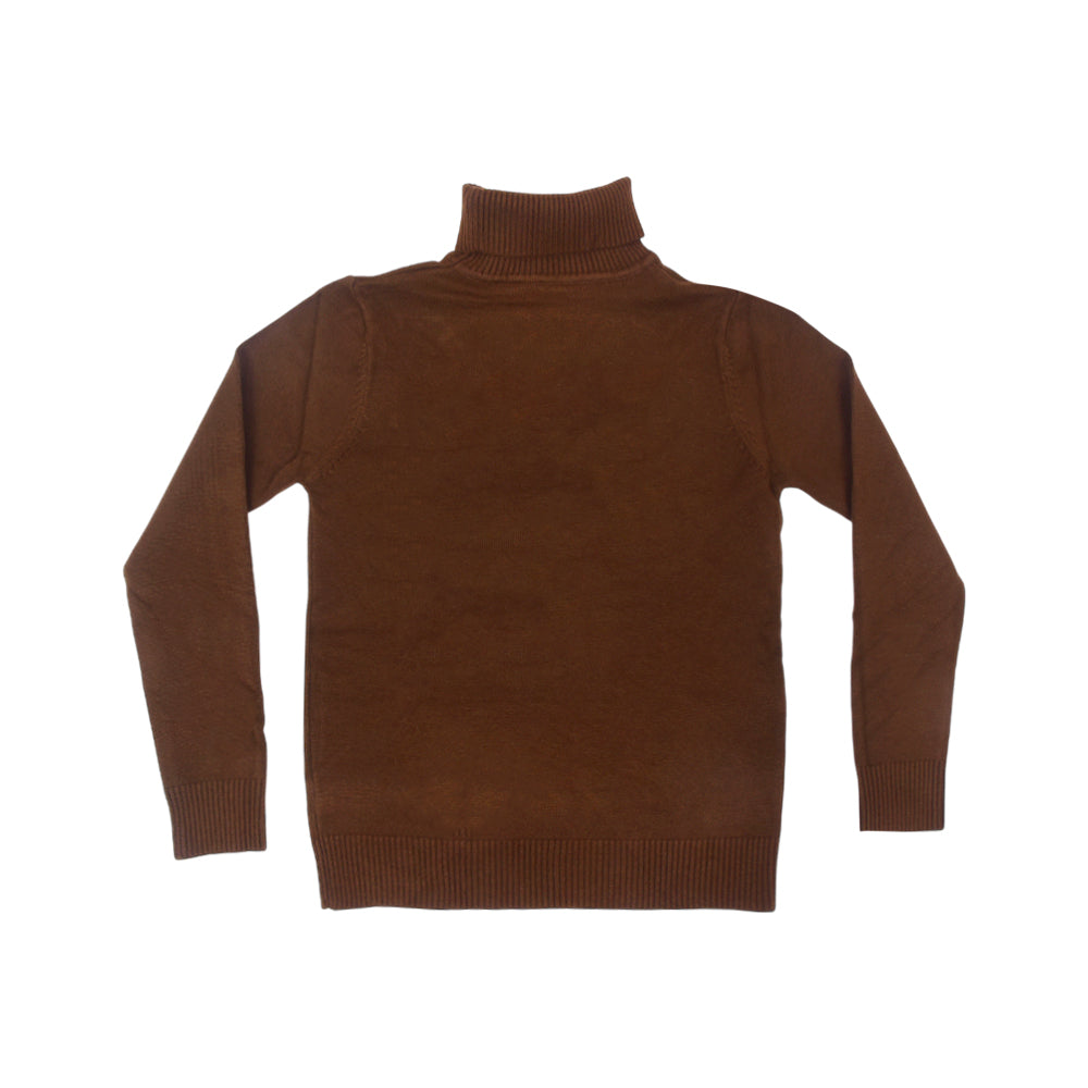 BOYS L/S HIGH NECK SWEATER BROWN IR-25 5-6 YEAR 2101-17 Default Title - MamasJan KidsWear