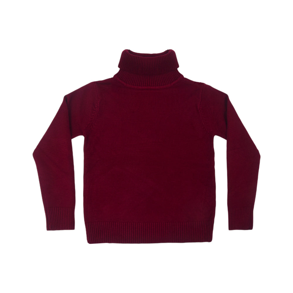 BOYS L/S HIGH NECK SWEATER MAROON IR-25 3-4 YEAR 2101-23 Default Title - MamasJan KidsWear