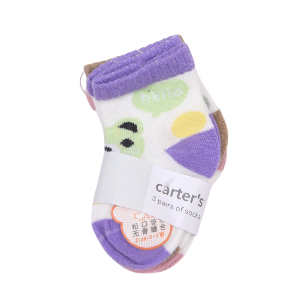 BABY SOCKS 3 PAIR PACK CARTERS IR-25 0-6M NO.4 Default Title - MamasJan KidsWear