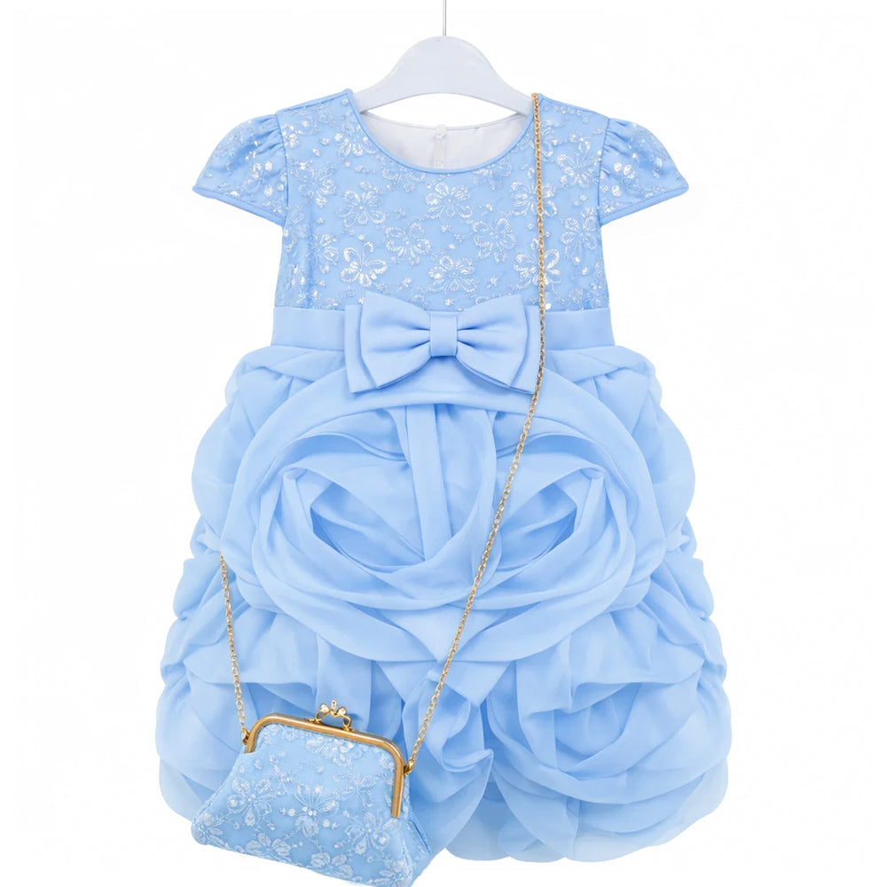 GIRLS CAP SLV FANCY FROCK W-PURSE OFF WHT IR-25 2-3YEAR B7-6 5-6 Year - MamasJan KidsWear