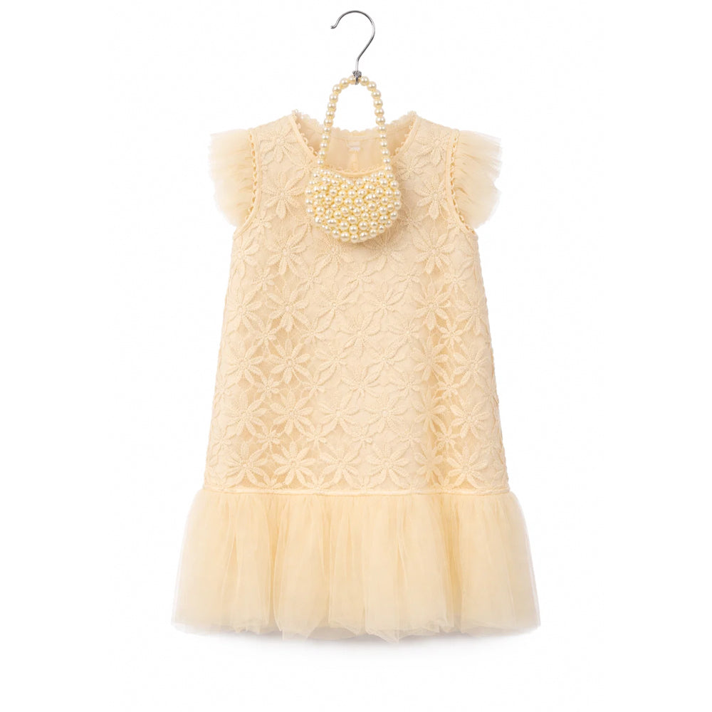GIRLS S/L FANCY FROCK W-PURSE PEACH IR-25 12-18M VA1367 6-7 Year - MamasJan KidsWear