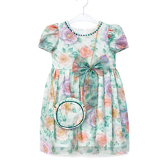 GIRLS CAP SLV FANCY FROCK W-PURSE GRN & MORE IR-25 4-5YEAR V Default Title - MamasJan KidsWear