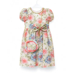 GIRLS CAP SLV FANCY FROCK W-PURSE PNK IR-25 5-6YEAR VF120 9-10 Year - MamasJan KidsWear