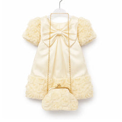 GIRLS S/L FANCY FROCK W-PURSE YLOW IR-25 12-18M VA1335 Default Title - MamasJan KidsWear