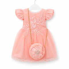 GIRLS CAP SLV FANCY FROCK W-PURSE L-PNK IR-25 12-18M TY805 Default Title - MamasJan KidsWear