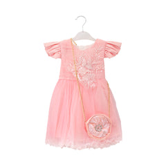 GIRLS CAP SLV FANCY FROCK W-PURSE WHT IR-25 12-18M TY805 6-7 Year - MamasJan KidsWear