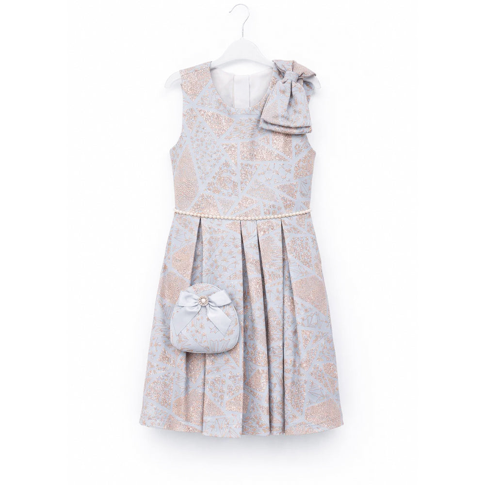 GIRLS S/S FANCY FROCK W-PURSE L-PEACH IR-25 5-6YEAR VF123 9-10 Year - MamasJan KidsWear
