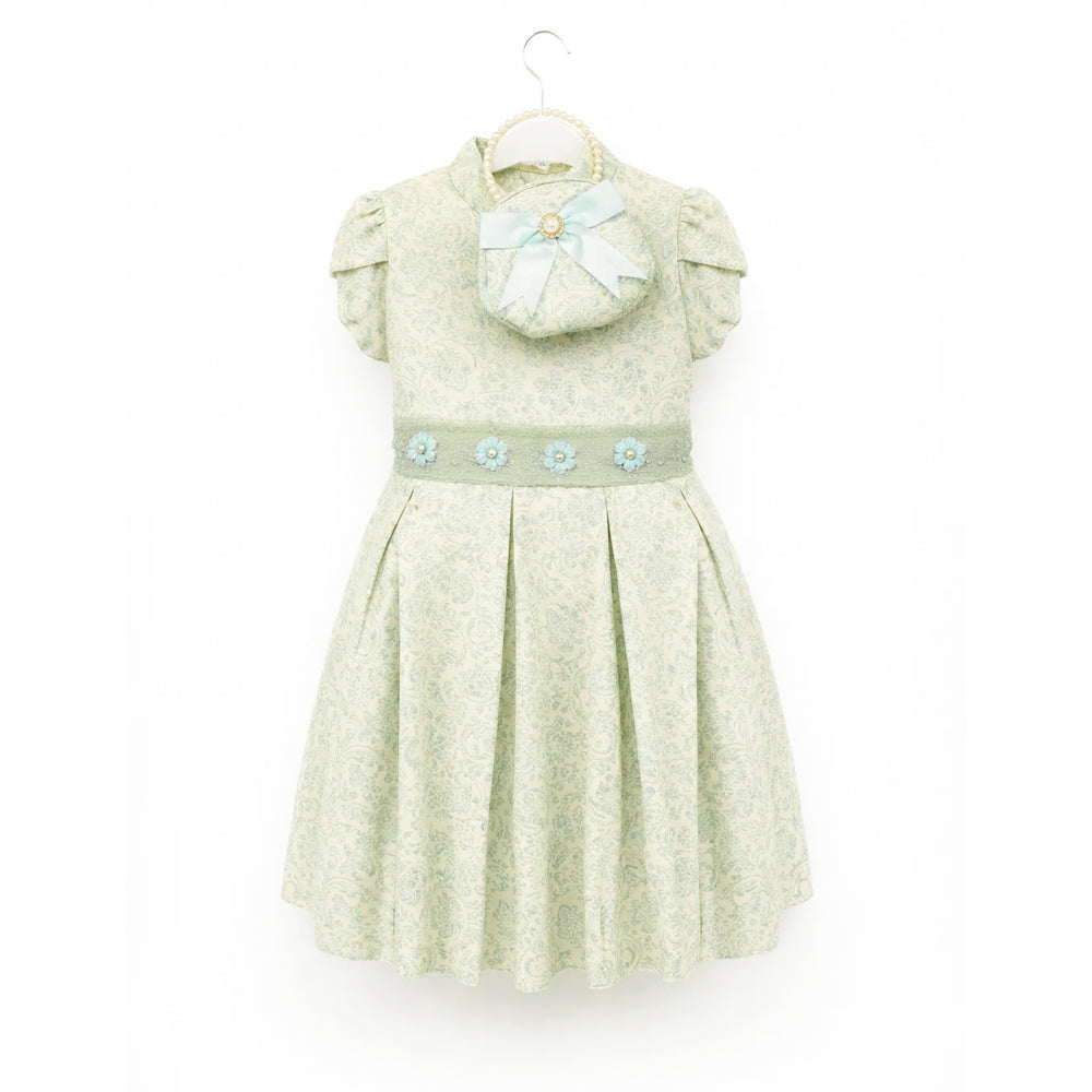 GIRLS CAP SLV FANCY FROCK W-PURSE PEACH GRN IR-25 12-18M VA1 6-7 Year - MamasJan KidsWear