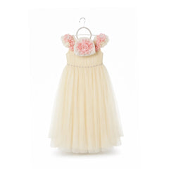 GIRLS S/L FANCY FROCK W-PURSE OFF WHT IR-25 6-7YEAR JM1223 Default Title - MamasJan KidsWear