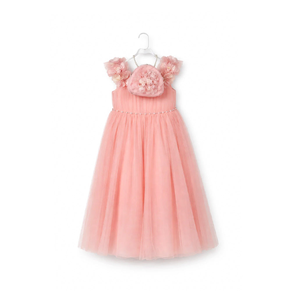 GIRLS S/S FANCY FROCK W-PURSE L-GRY IR-25 5-6YEAR VF123 9-10 Year - MamasJan KidsWear