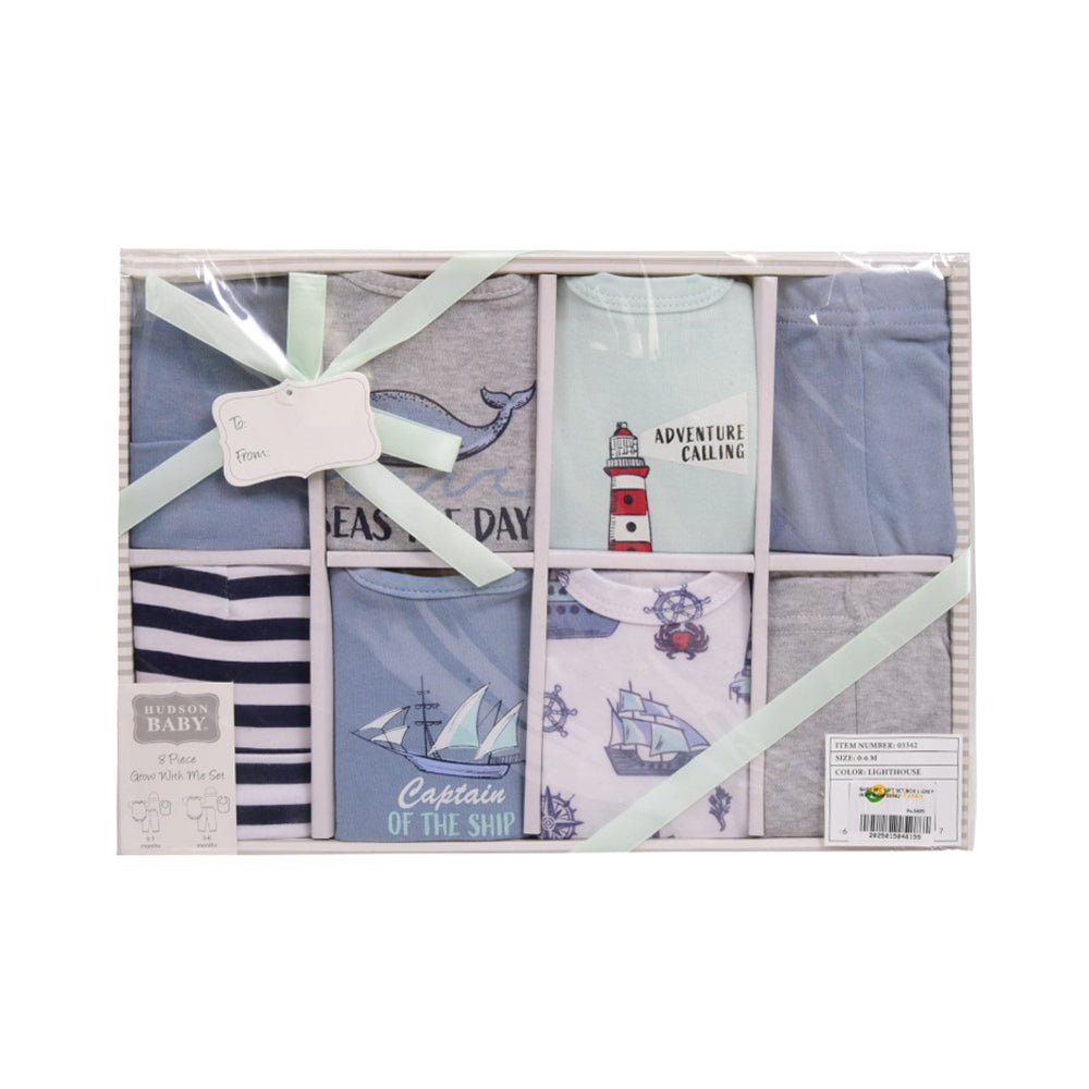 BABY 8PC GIFT SET BOX L-GREY IR-25 0-6M 03342 Default Title - MamasJan KidsWear