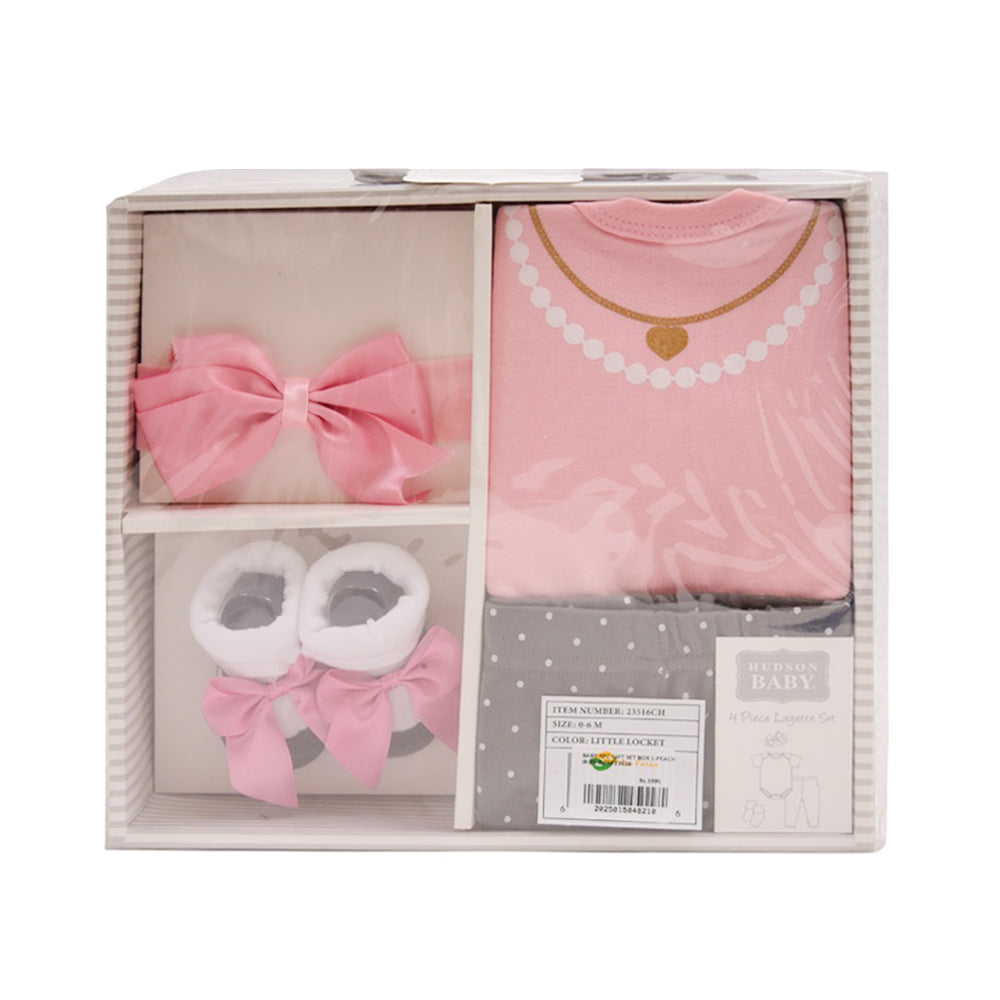 BABY 4PC GIFT SET BOX L-PEACH IR-25 0-6M 23516 Default Title - MamasJan KidsWear