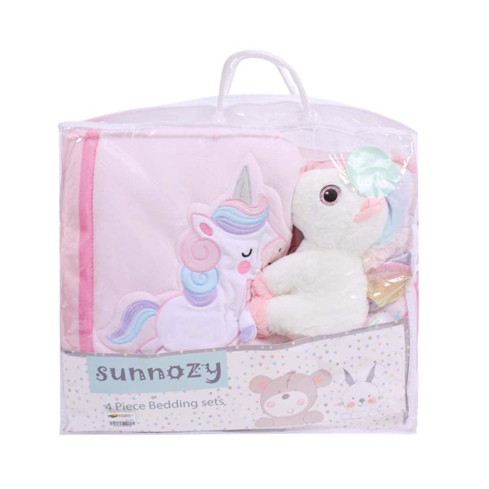BABY 4PC QUILTED BEDDING SET PINK IR-25 SNYBD-22-P Default Title - MamasJan KidsWear